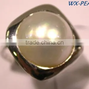 Cross Charm Ring and a Tiny Freshwater Pearl Ring Tahitian Pearl Ring thumbnail-2