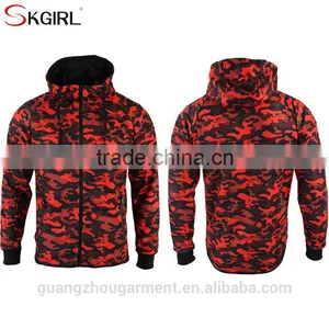 Cheap 100% Cotton Camo Hooded Zip up Hoodie and Jogging Pants Men Tracksuit Set With no Logo thumbnail-6