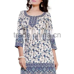Printed Designer Canvas Crape Styles Kurtis thumbnail-2