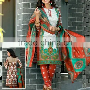 Designer Pure Cotton Styles Readymade Printed Suits thumbnail-1