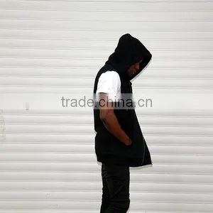 New Men Thin Hip Hop Sleeveless Vest Hoodie Men Outdwear Sports Hooded Vest With Zipper Casual Vest Coat thumbnail-1