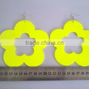 Fluorescent Flower Dangle Earrings Hottest Wood Earring thumbnail-1