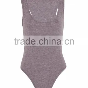Chinese Factory Sexy Women Plain Tight Body Shaper Basic Grey Racer Back Bodysuit thumbnail-4