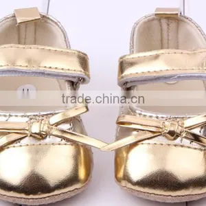 Cheap Wholesale Baby Shoe in China Baby Gold Colors PU Leather Shoe Kids Shoe Girls Princess PU Soft Waking Shoe thumbnail-1