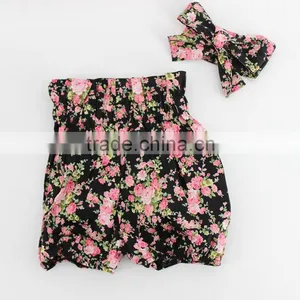 Baby Girl Cotton Bloomer Summer Dress Floral Print Fabric Bloomer Match Headband Wholesale China Factory thumbnail-5