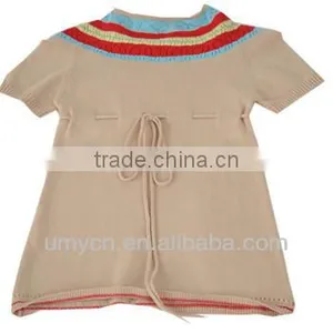 Spring Girl's Round Neck Jacquard Pullover Sweater With Belt thumbnail-1