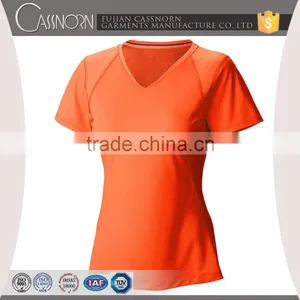 Good Quality Colorful Plain v Neck Wholesale Short Sleeve Women t Shirt thumbnail-2