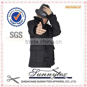 Sunnytex Winter Season Mens Outdoor Fake Horn Rib Warm Wool Jacket thumbnail-1