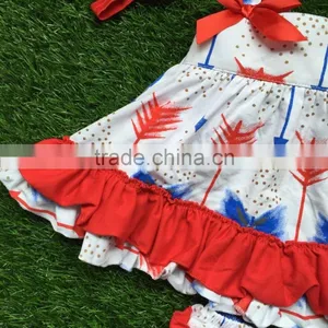 Little Girls Boutique Clothing Sets Infant Baby Swing Top With Ruffle Bloomer July 4th Swing Top With Headband thumbnail-5