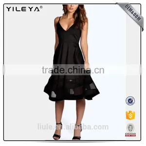 New Design Modern Women Embroidered Floral Matrue Black Bodycon Dress thumbnail-1