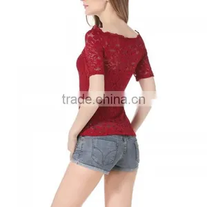 2017 Women Sexy Tight New Style Lace Latest Blouse Styles thumbnail-4