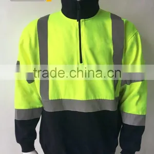 Contrast Safety Sweatshirt With Reflective Tape and Zipper thumbnail-1
