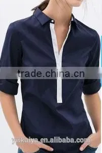 New Fashion Slim Fit Wide Open Collar Casual Long Sleeve Women Blouse Wholesale thumbnail-1