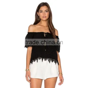 Ladies Black Lace Blouse Image Image Off Shoulder Style thumbnail-1