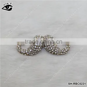 Rhinestone Brooch Pins Beard Shapde Mustache Design Brooches for Clothing Decoration thumbnail-1