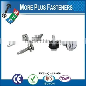 Taiwan #10-16 x 1" Hex Unslotted Hex Washer Head Epoxy #3 410 Stainless Steel Bonded Sealing Washer Self Drilling Screw thumbnail-5