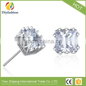 Fashion Jewelry Colorful Hollow Square Cubuic Zircon Stud Earring thumbnail-2