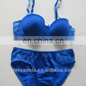 Smart Girls Bra Set Blue Padded Bra Mid Waist Panty Sex Underwear thumbnail-1