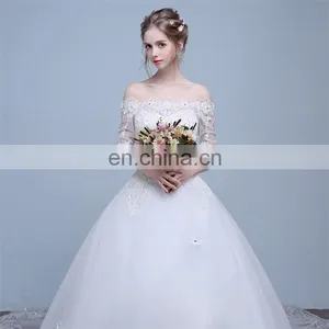 HS1624 2017 Bling Wedding Dress China Long Train Sequined Appliqued Embroidery Bridal Ball Gown thumbnail-4