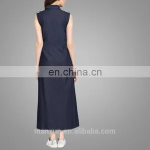 Nice Design Lady Causal Clothing Navy Blue Jean Skirt Open Front Button Women Dress Wholesale 2016 thumbnail-5