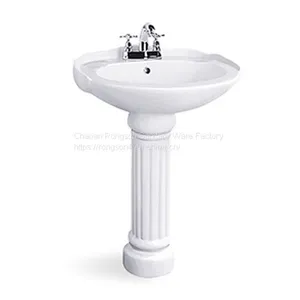 Made in China Ceramic Two Piece Good Salw Pedestal Wash Basin Price With Single Hole thumbnail-1