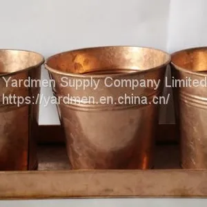 2018 Copper Painting Finish of Iron Flower Pot With Handle thumbnail-4