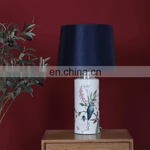 Top Sale China Style Ceramic Base Blue Shade Indoor Table Night Lamps for Bedroom thumbnail-1