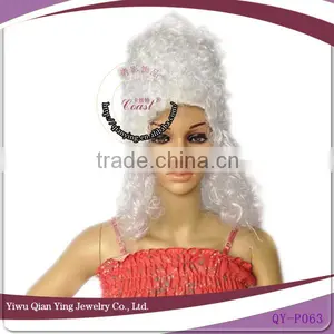 White New Design Cheap Wholesale Curly Carnival Party Wigs thumbnail-1