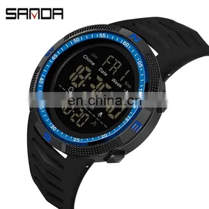 SANDA 6014 Branded Men Digital Wristwatch Luminous Alarm Water Resistant Multi-functional Fashion Boys Led Watches thumbnail-2