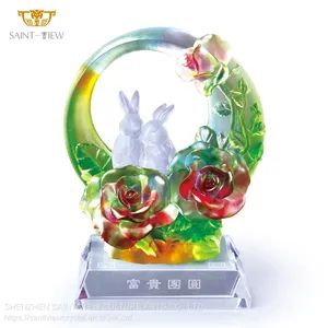 2023 New Years Gift Crystal Trophy Office Decoration Zodiac Rabbit Custom High Quality Wholesale thumbnail-1