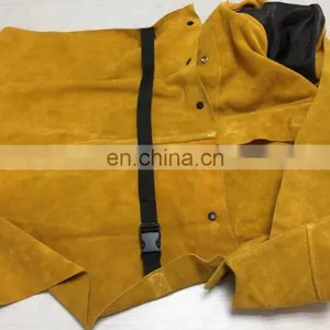 Mens Cow Split Leather Welding Apron With Long Sleeves, Welder Leather Apron, Safety Jacket thumbnail-5