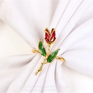 Rose Flower Serving Napkin Rings Valentine's Day Napkin Rings Wedding Party Ornaments For Napkins Table Decor thumbnail-5