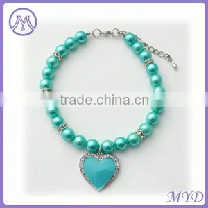 Crystal Stone Heart Pearl Cat Pendant Necklace thumbnail-2