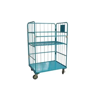 Heavy Duty Metal Wire Logistics Trolley With Handle Roll Container Cage 14 thumbnail-4