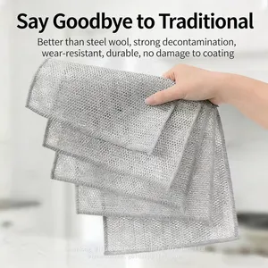 Dual Layer Grease Clean Silver Wire Kitchen Dish Cloth thumbnail-4