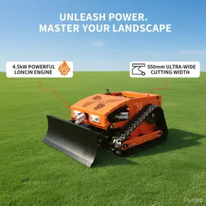 Vigorun Industrial 4-Stroke Single Cylinder Remote Control Crawler Lawn Cutting Machine With Snow Plow 224cc Engine thumbnail-1