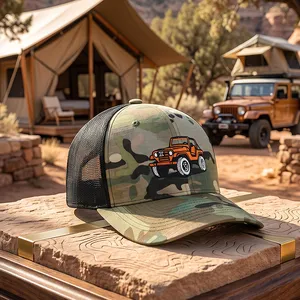 Custom Made Hat OEM Service Mountain Vehicle Patch Embroidery Breathable Mesh Back Trucker Cap thumbnail-2