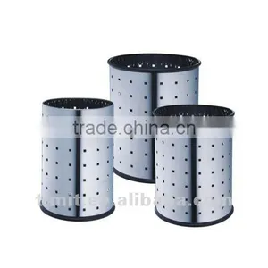 Superior Quality Stainless Steel Round Shape With Square Hold Dustbin thumbnail-1