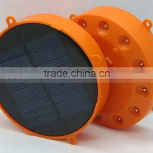 12 LED Orange Round Solar Light Power Bank Phone Charger Camping Hook Lamp thumbnail-4