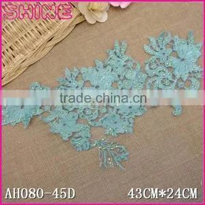 43*24cm Water Suloble Grenn Rhinestone Floral Cotton Crochet Lace Trimming Collar Neck Designs Kurt for Lady Garment Accessories thumbnail-1