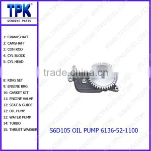 PC200-1 PC200-3 S6D105 6D105 6D105-1 OIL PUMP 6136-52-1100 thumbnail-1