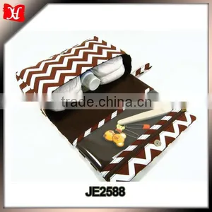 Brown Chevron Diaper Clutch With Clear Zipper Pouch, Baby Boy Nappy Bag thumbnail-1