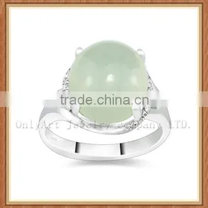 Elegant Natural White Jade 925 Sterling Silver Ring thumbnail-1