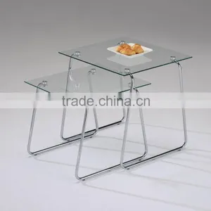 Modern Coffee Table Set/ Iron Glass Two Coffee Tables thumbnail-1