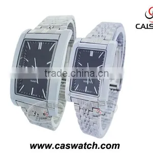 Branded Rectangle Shape Couple Metal Watch Best Finished Silver Watch for Pair thumbnail-2