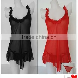 Sex Lingerie Transparent Night Dress Sexy Nightgown Set thumbnail-1