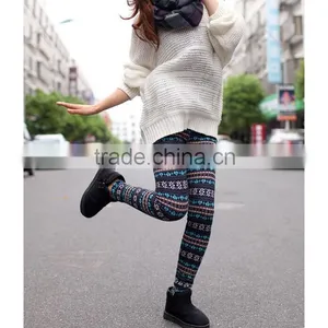 Christmas Leggings, Fleece Inside Leggings ,Chocolate Reindeer Leggings at Stock thumbnail-2