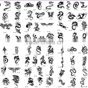 100 Designs Dragons Airbrush Tattoo Stencil Template BOOK 12, 4 Designs on Each A4 Sheet. thumbnail-1