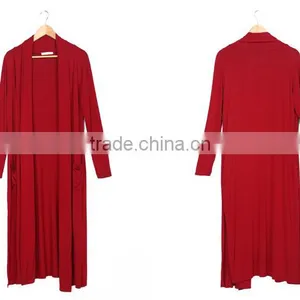 Fahion Side Vents Detail Long Sleeves Red Color Top For Girls thumbnail-5