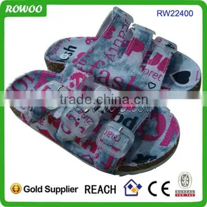 Newest Kids Fashion Printed Canvas Cork Sandal With Buckle thumbnail-1